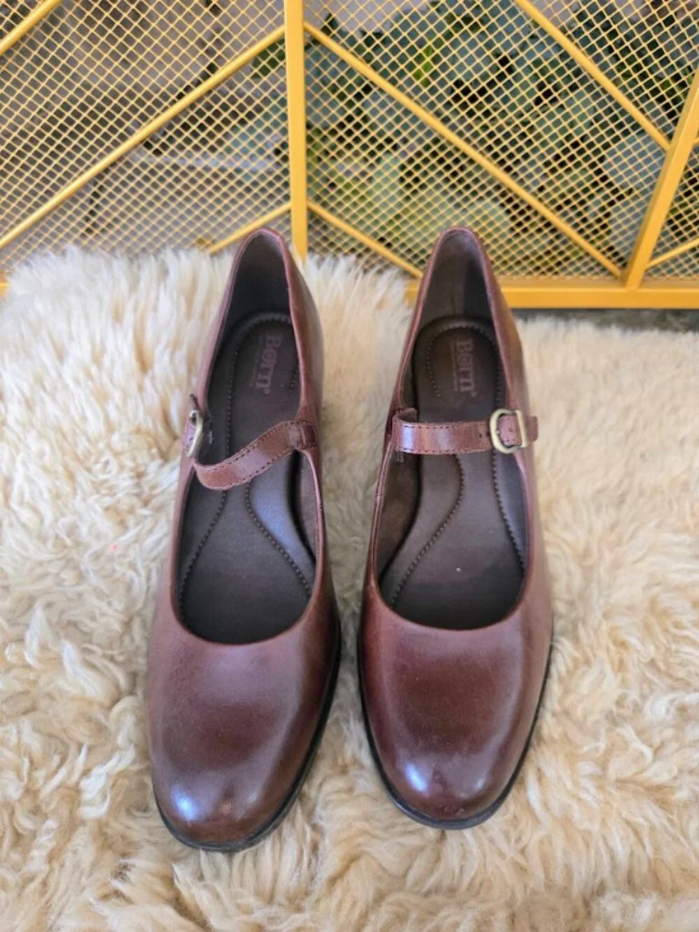 Born Kiki Brown Leather Mary Jane Block Heel Pumps Size 10, NIB